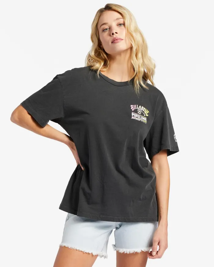 Billabong Pro Pipeline Poster Oversized TShirt Off Black Women Graphic Tees and Tanks Billabong Pro Pipeline Poster Oversized TShirt Off Black Women Graphic Tees and Tanks