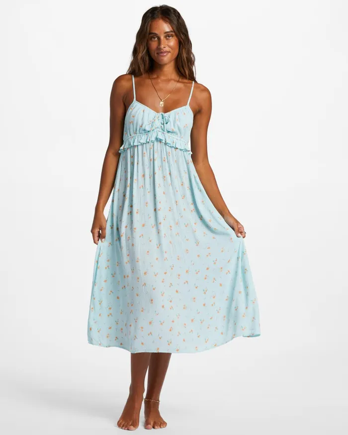 Billabong Rebel Heart Midi Slip Dress Pure Aqua Women Dresses