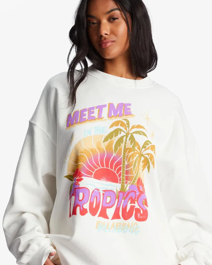 Billabong Ride In Oversized Crewneck Sweatshirt Salt Crystal 1 Women Hoodies and Fleece Billabong Ride In Oversized Crewneck Sweatshirt Salt Crystal 1 Women Hoodies and Fleece