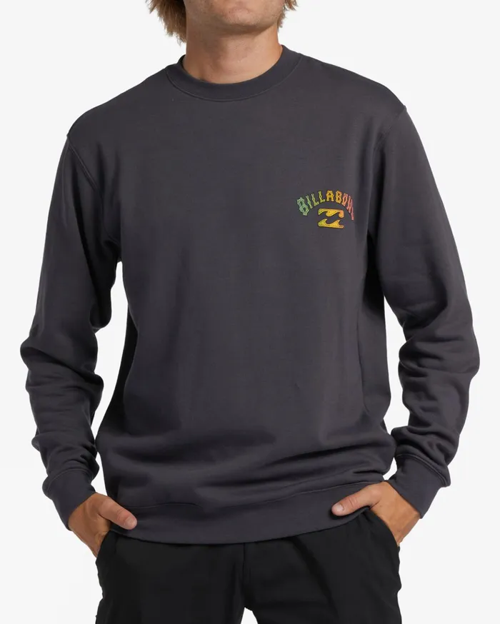 Billabong Short Sands Crewneck Sweatshirt Charcoal Men Hoodies and Fleece