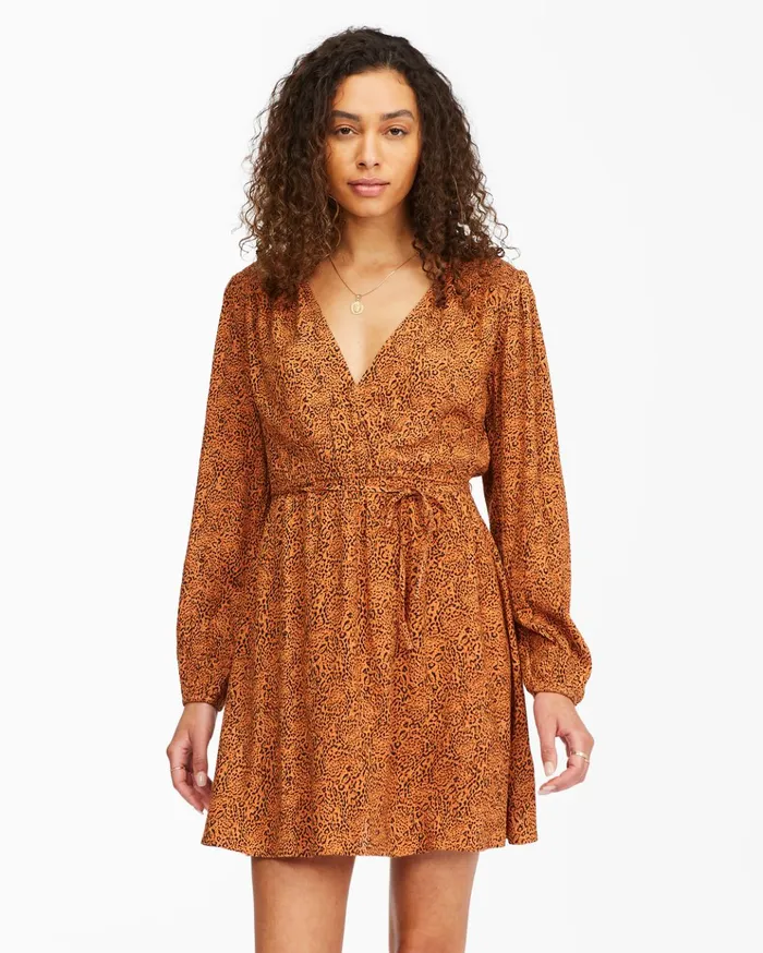 Billabong Spring Romance Mini Wrap Dress Toffee Women Dresses Billabong Spring Romance Mini Wrap Dress Toffee Women Dresses