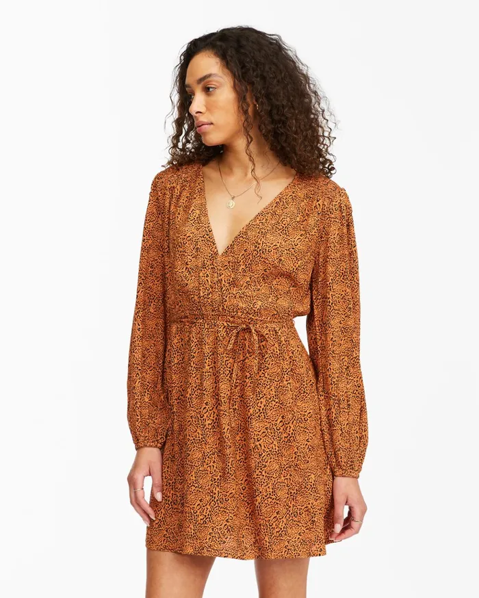 Billabong Spring Romance Mini Wrap Dress Toffee Women Dresses Billabong Spring Romance Mini Wrap Dress Toffee Women Dresses
