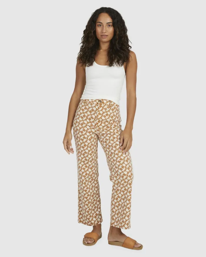 Billabong Sundial Cropped Pants Brown Women Denim