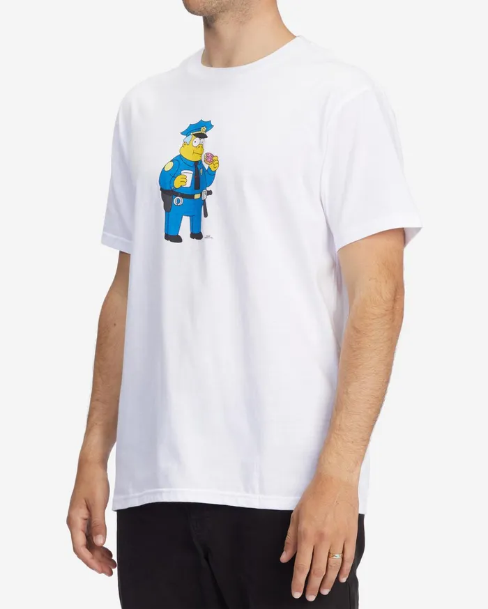 Billabong The Simpsons Wiggum Donut Organic Short Sleeve TShirt White Men TShirts