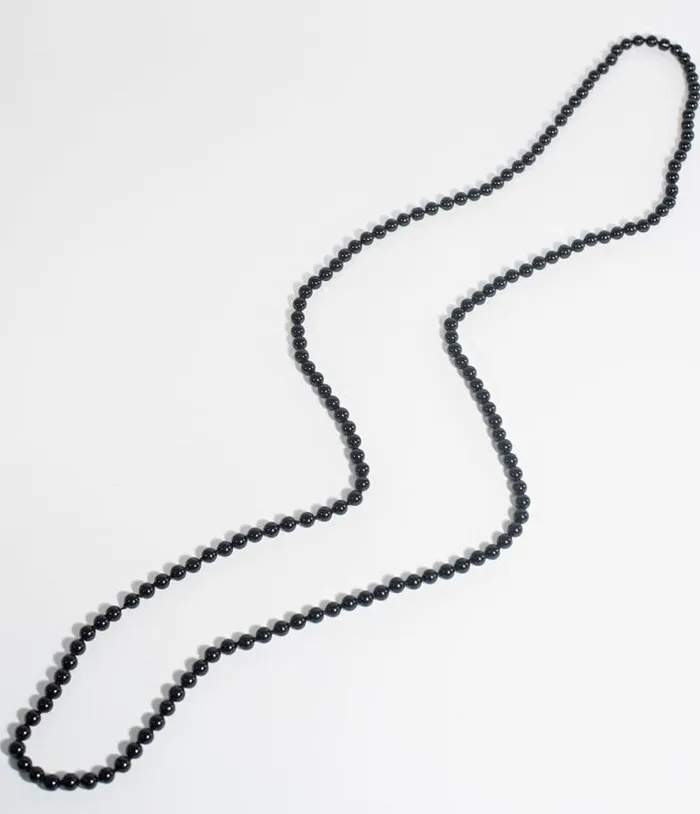 Black 60034 Long Pearl Necklace Accessories Unique Vintage Necklaces