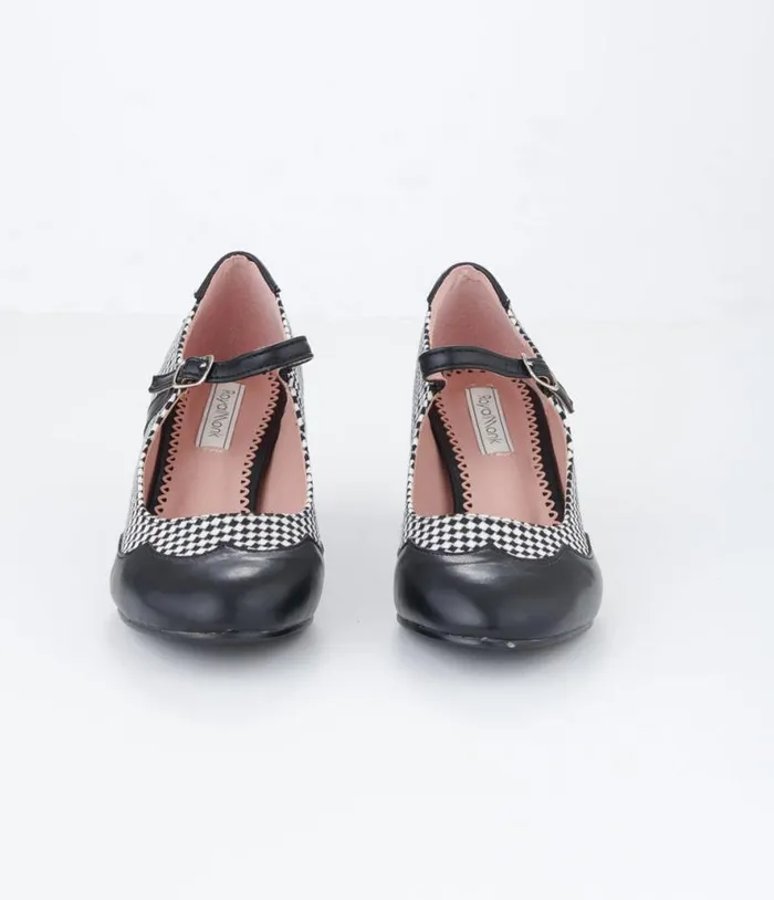 Black and White Check Mary Jane Heels Shoes Unique Vintage Heels