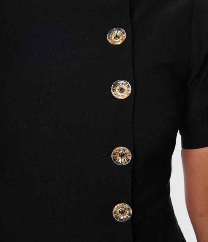 Black Button Swing Dress Dresses Unique Vintage Pocket Dresses