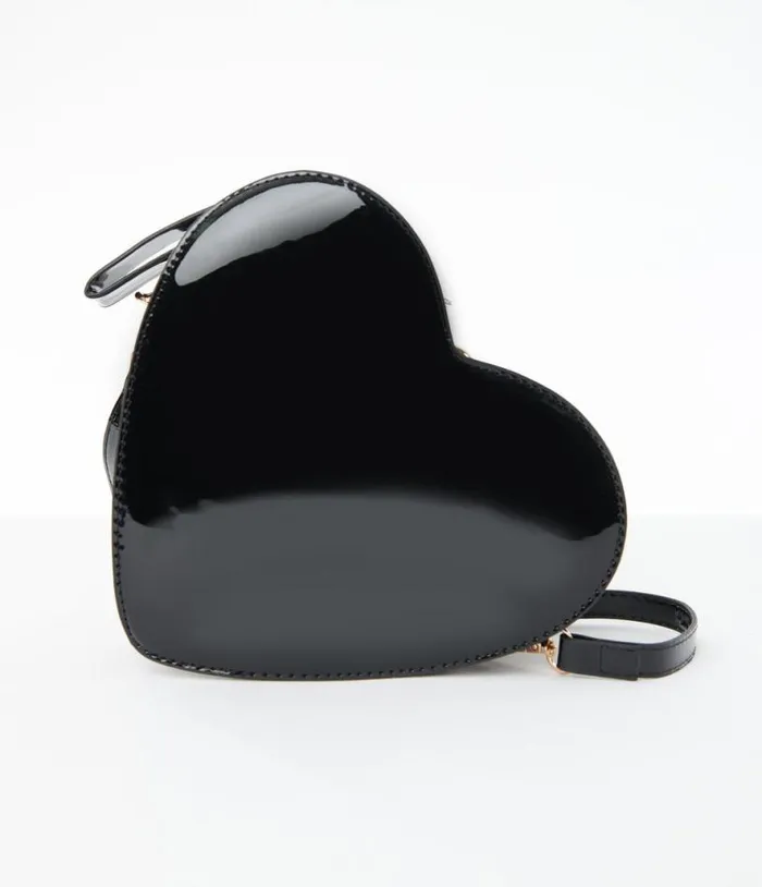 Black Leatherette Jacket Heart Crossbody Bag AccessoriesHalloween Unique Vintage Accessories