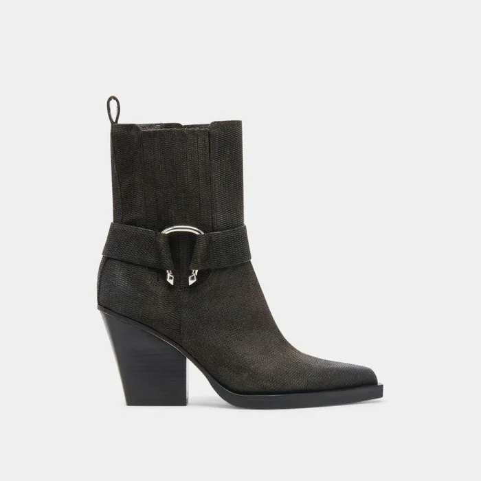 Boots and Booties Shop Dolce Vita Bounty Boots Onyx Embossed Suede Onyx Embossed Suede