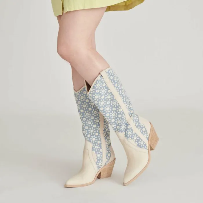 Boots and Booties Shop Dolce Vita Navene Boots Blue Floral Fabric Blue Floral Fabric