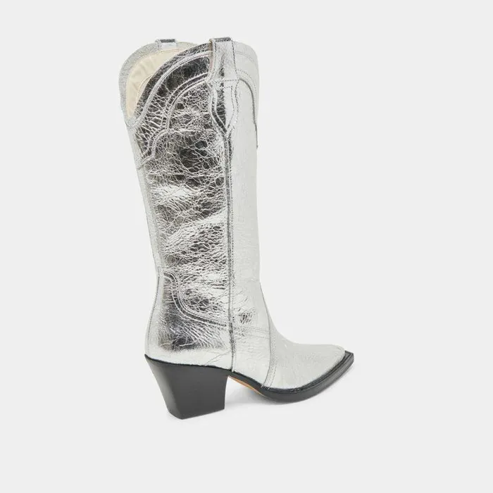 Boots and Booties Shop Dolce Vita Rasima Boots Silver Distressed Leather Silver Distressed Leather
