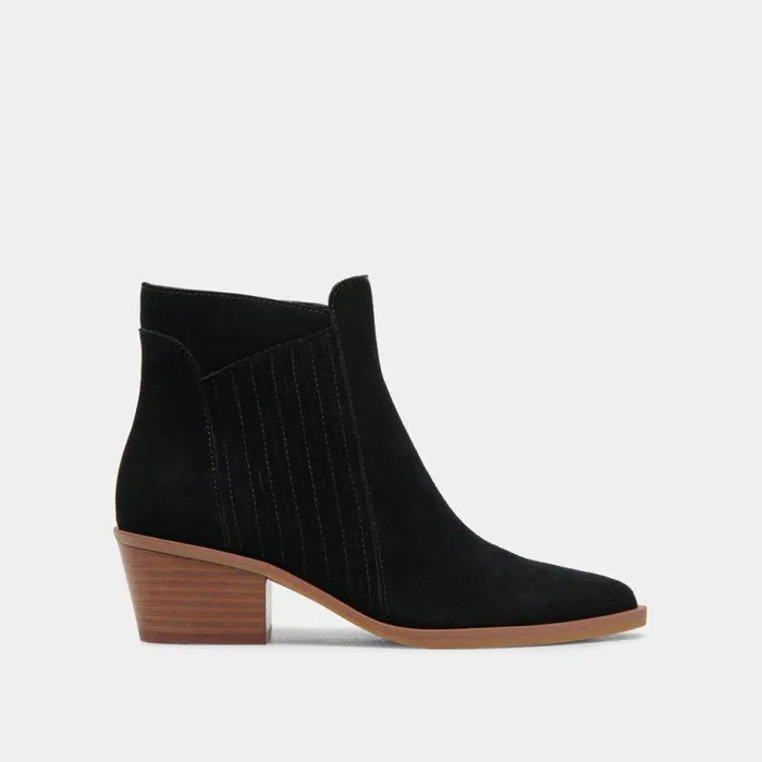 Boots and Booties Shop Dolce Vita Sawyer Booties Onyx Suede Onyx Suede