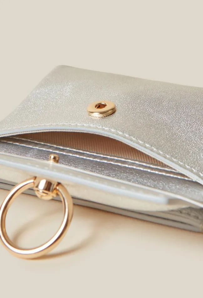 Claudie Pierlot Anouck Silver Leather Cardholder Bags Small Leather Goods