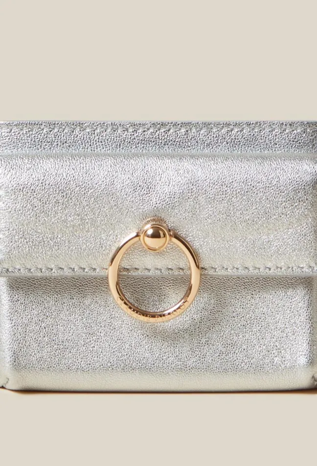 Claudie Pierlot Anouck Silver Leather Cardholder Bags Small Leather Goods