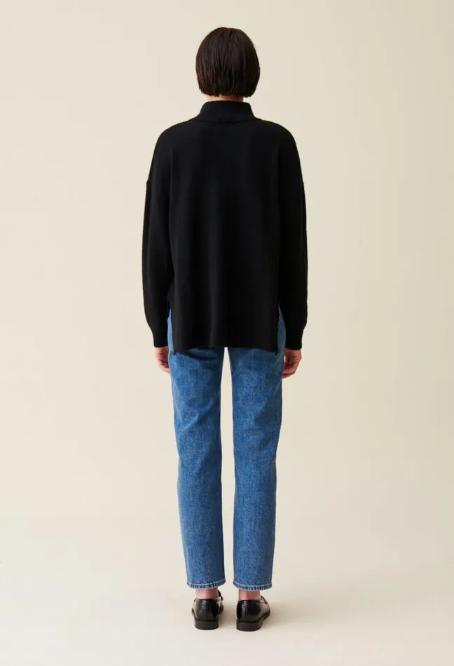 Claudie Pierlot Black Cashmere Jumper With High Neck Clothes Knitwear And Cardigans