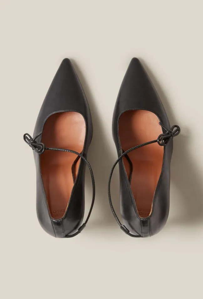 Claudie Pierlot Black Leather Heels Shoes Sandals Pumps And Mules