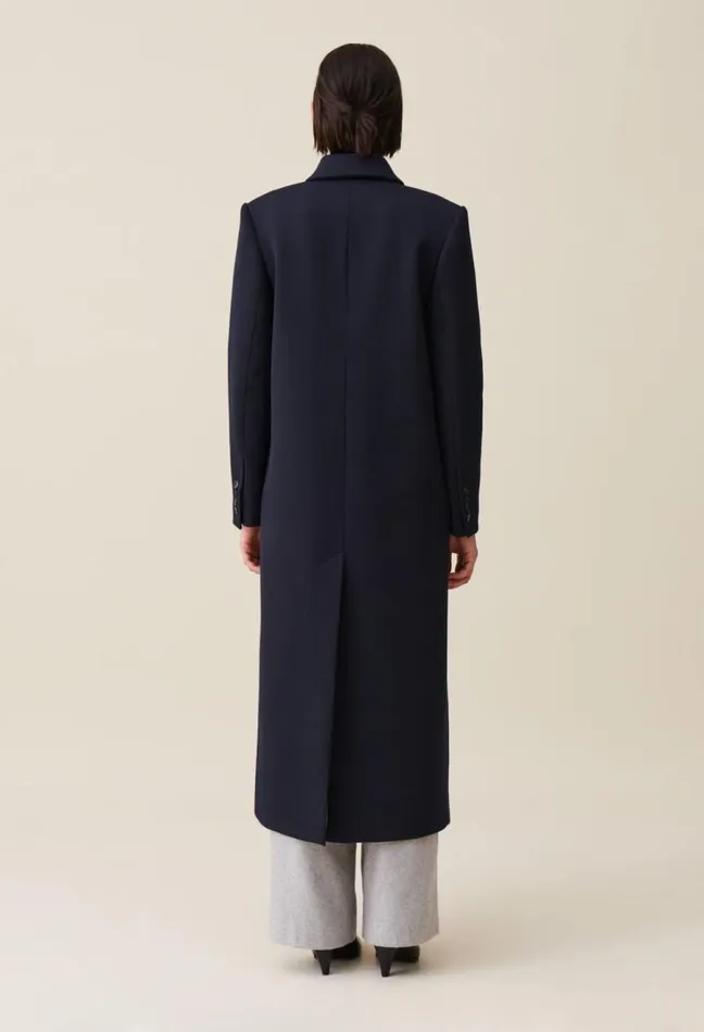 Claudie Pierlot Long Blue Straightcut Coat Clothes Coats