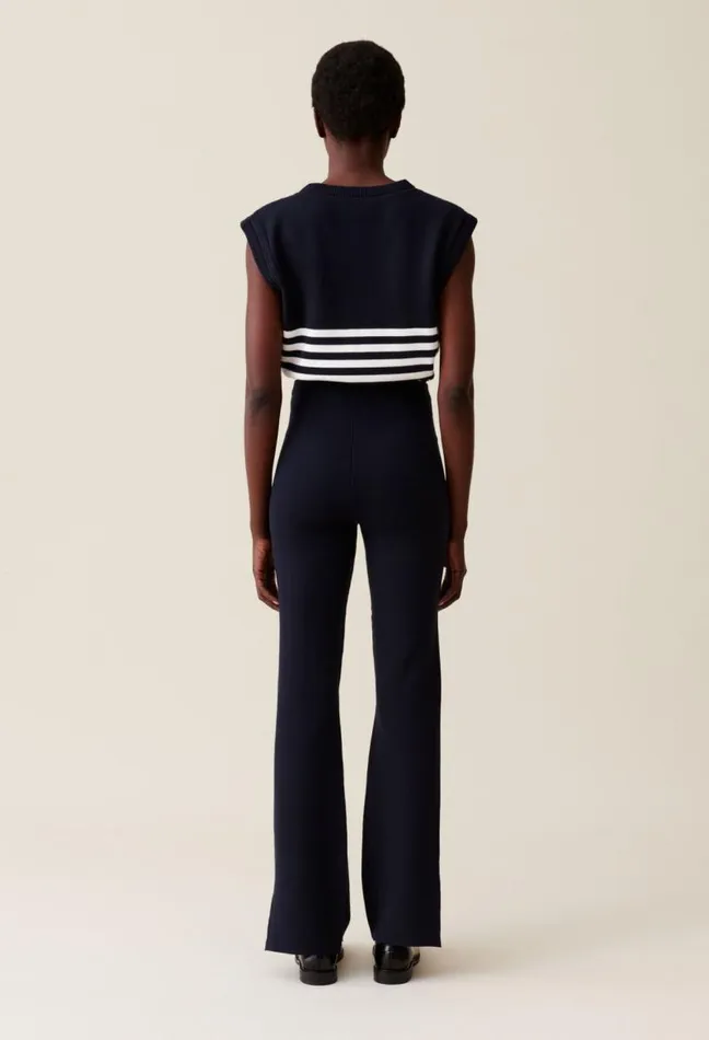 Claudie Pierlot Navy Blue Knitted Trousers Clothes Jeans And Trousers