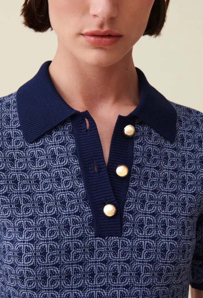 Claudie Pierlot Navy Monogram Short Dress Clothes Dresses