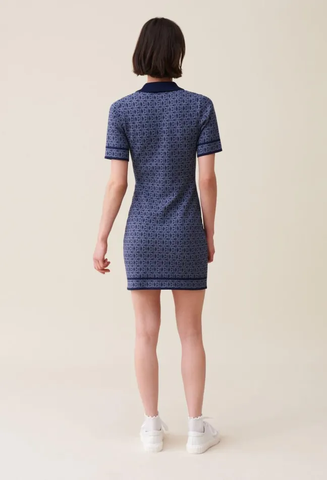 Claudie Pierlot Navy Monogram Short Dress Clothes Dresses