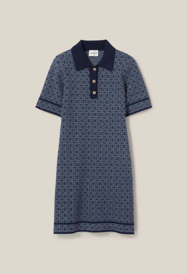 Claudie Pierlot Navy Monogram Short Dress Clothes Dresses