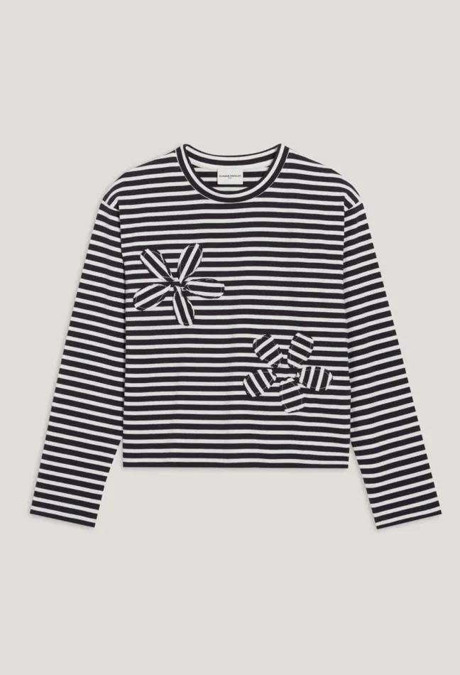 Claudie Pierlot Navy Striped Tshirt Clothes Tshirts