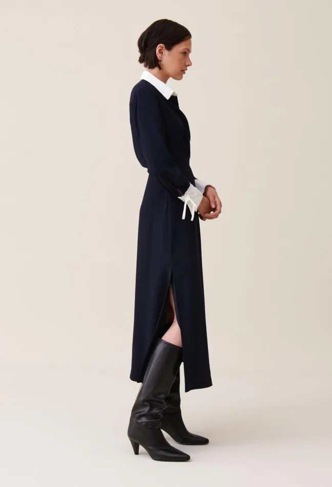 Claudie Pierlot Navy Wrap Fluid Maxi Dress Clothes Dresses