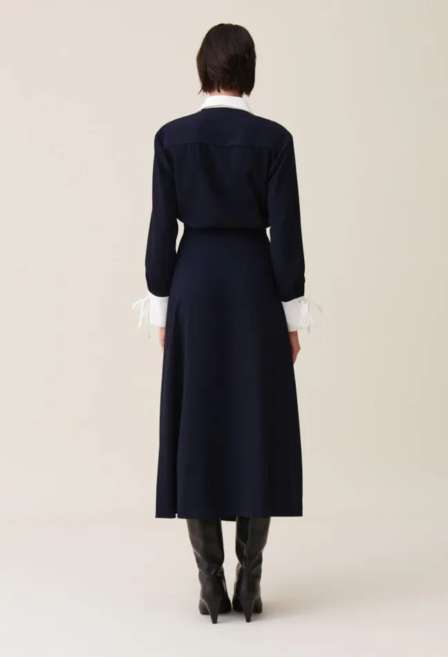 Claudie Pierlot Navy Wrap Fluid Maxi Dress Clothes Dresses