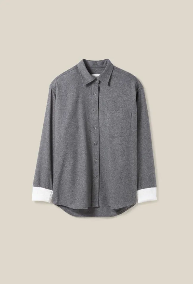 Claudie Pierlot Oversized Grey Shacket Clothes Tops And Shirts