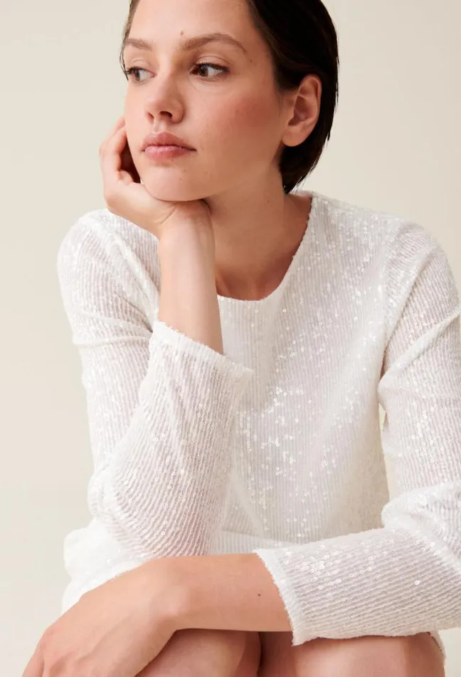 Claudie Pierlot Rififi Short Ecru Dress With Sequins Clothes Dresses