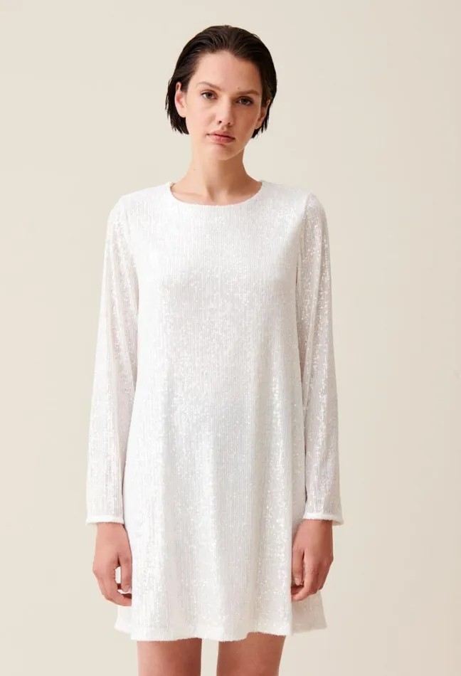 Claudie Pierlot Rififi Short Ecru Dress With Sequins Clothes Dresses