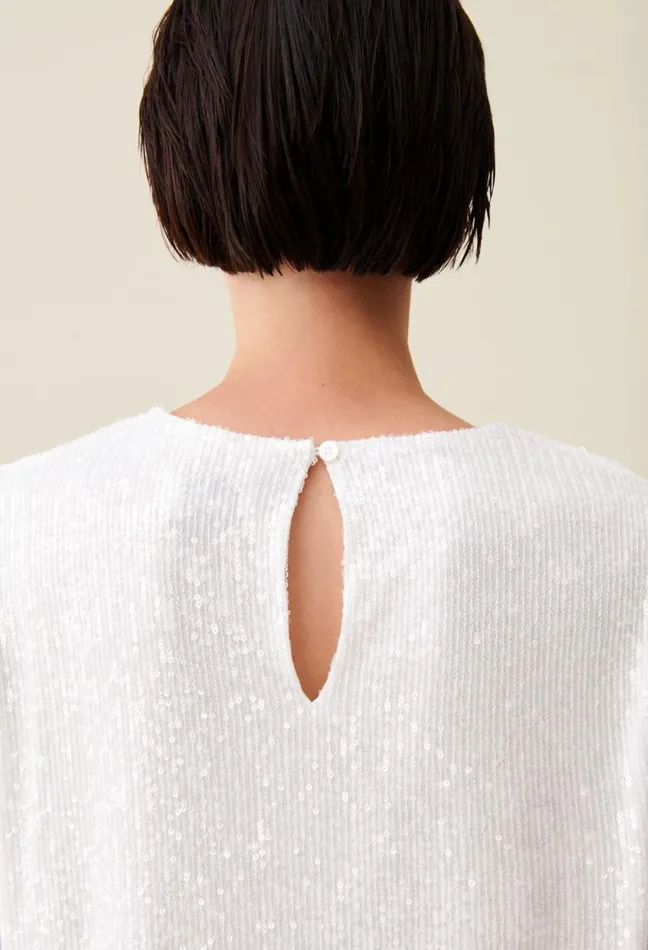 Claudie Pierlot Rififi Short Ecru Dress With Sequins Clothes Dresses