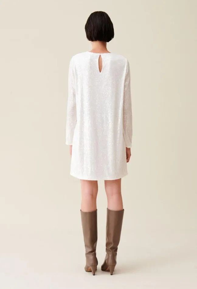 Claudie Pierlot Rififi Short Ecru Dress With Sequins Clothes Dresses