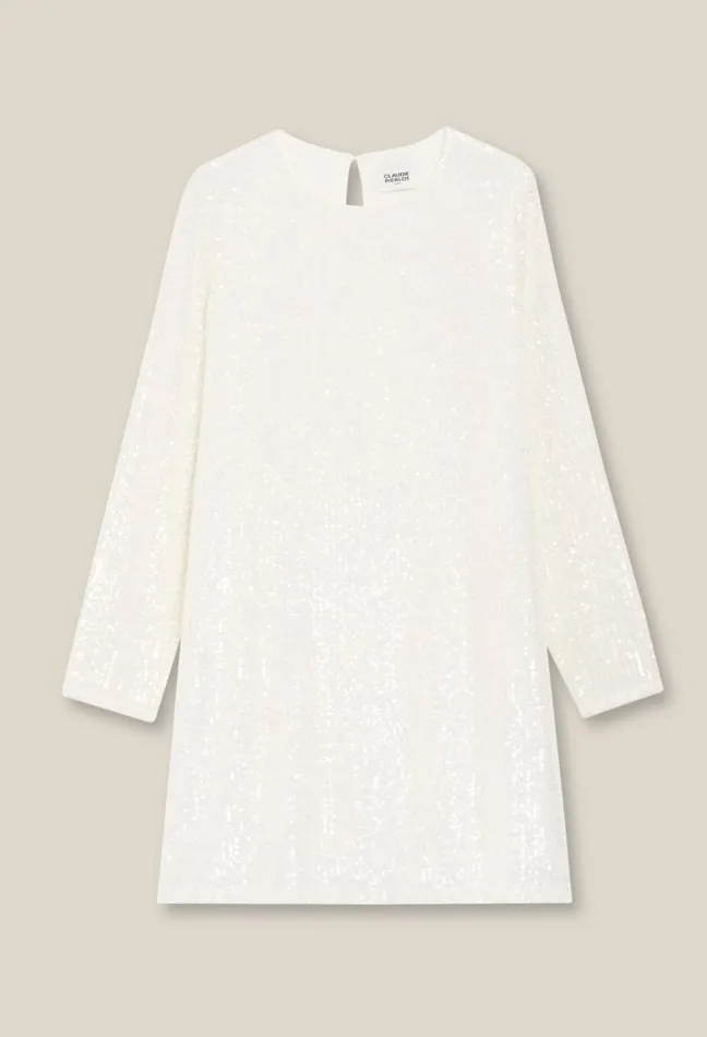 Claudie Pierlot Rififi Short Ecru Dress With Sequins Clothes Dresses