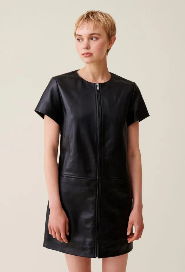 Claudie Pierlot Short Zipped Leather Dress Clothes Dresses