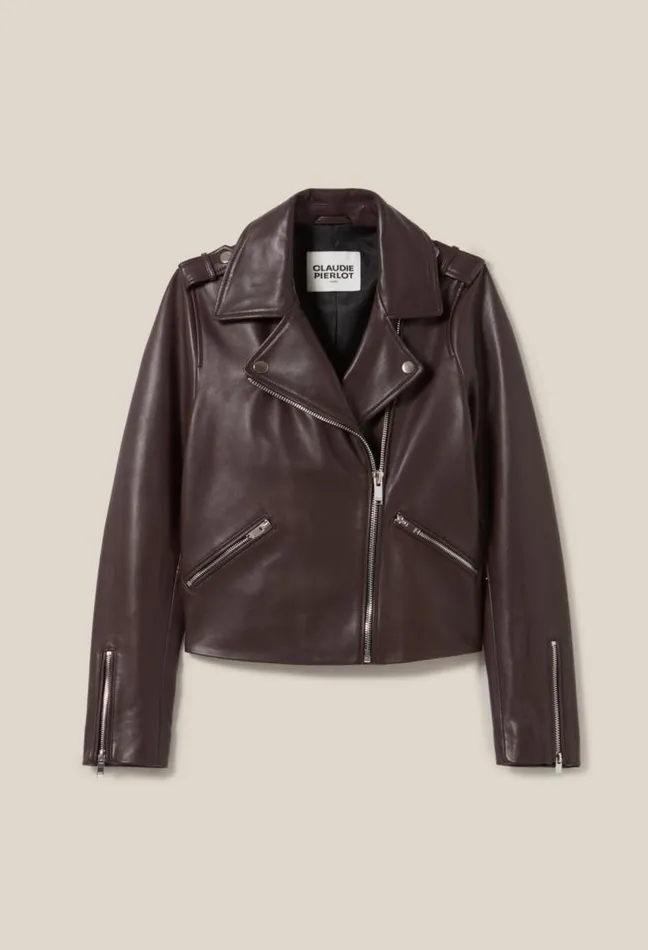 Claudie Pierlot Smooth Leather Jacket Clothes Jackets