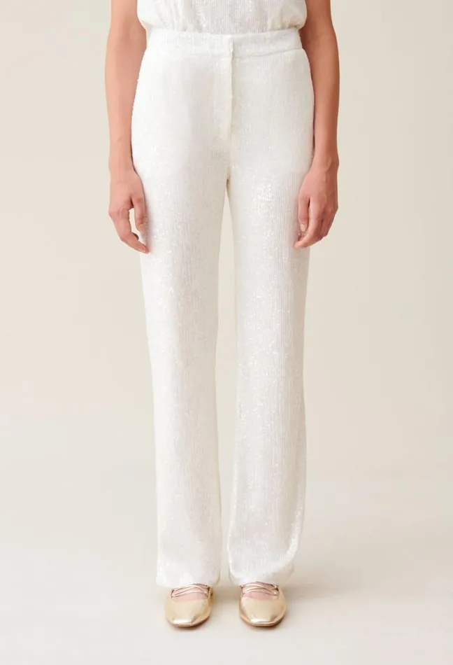 Claudie Pierlot White Sequinned Trousers Clothes Jeans And Trousers