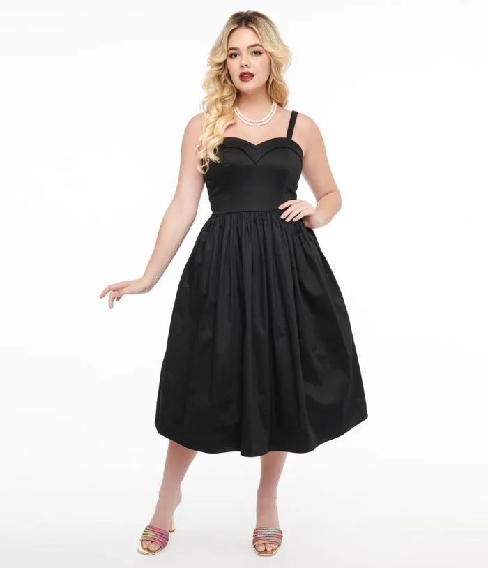 Collectif 1950s Black Kiana Swing Dress Dresses Unique Vintage Pocket Dresses Collectif 1950s Black Kiana Swing Dress Dresses Unique Vintage Pocket Dresses