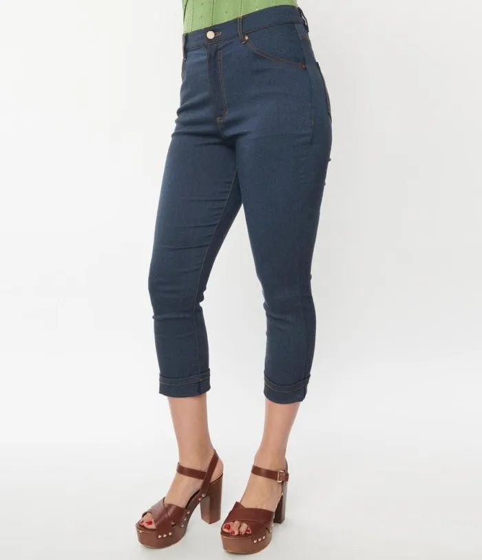 Denim Bengaline Capris Clothing Unique Vintage Pants