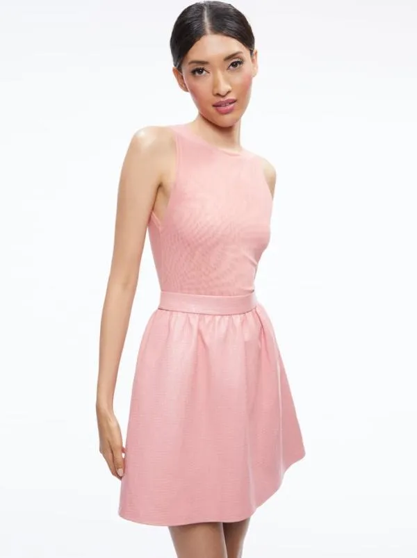 Dresses Women Alice Olivia CHARA VEGAN LEATHER CROC MINI DRESS Rose