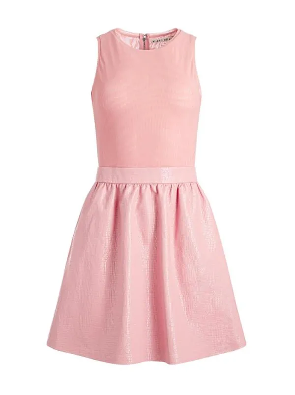 Dresses Women Alice Olivia CHARA VEGAN LEATHER CROC MINI DRESS Rose