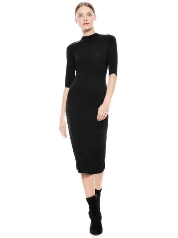 Dresses Women Alice Olivia DELORA FITTED MIDI DRESS Black