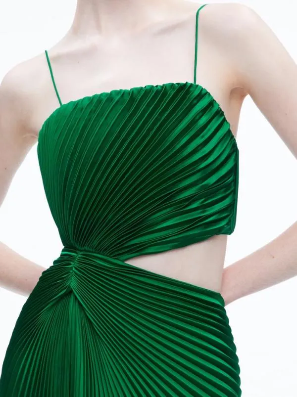 Dresses Women Alice Olivia FAYETH CUT OUT ASYMMETRICAL HEM MIDI DRESS Emerald