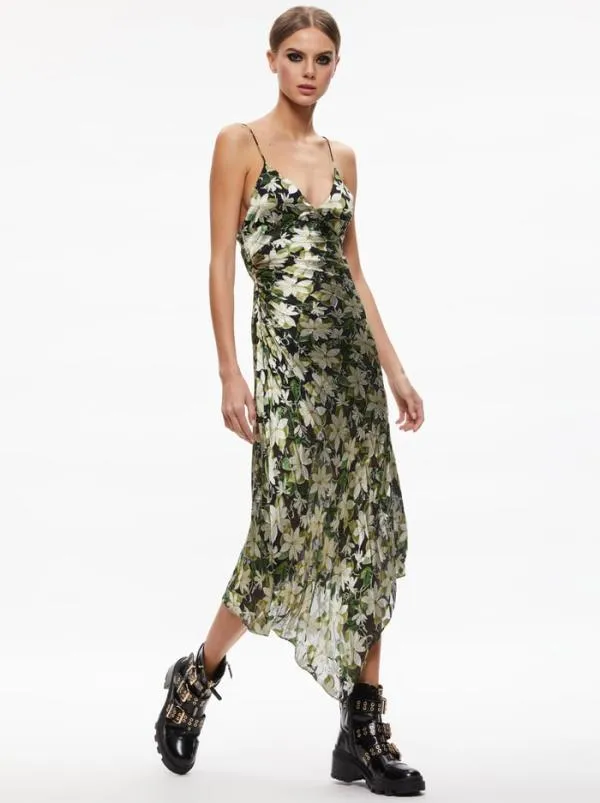 Dresses Women Alice Olivia SHAWNA ASYMMETRICAL SLIP DRES Moonlight Floral