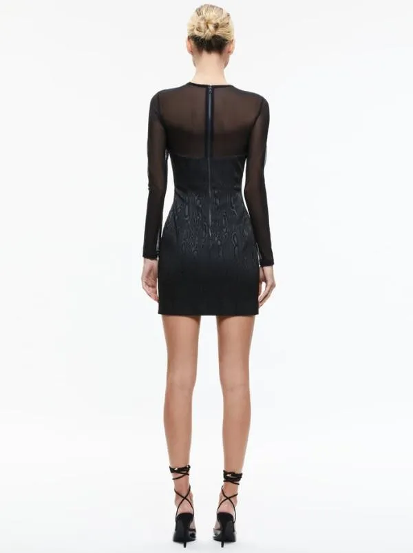 Dresses Women Alice Olivia TAKAKO MESH CREW NECK MINI DRESS Black