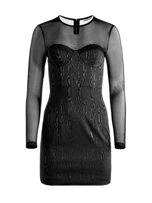 Dresses Women Alice Olivia TAKAKO MESH CREW NECK MINI DRESS Black