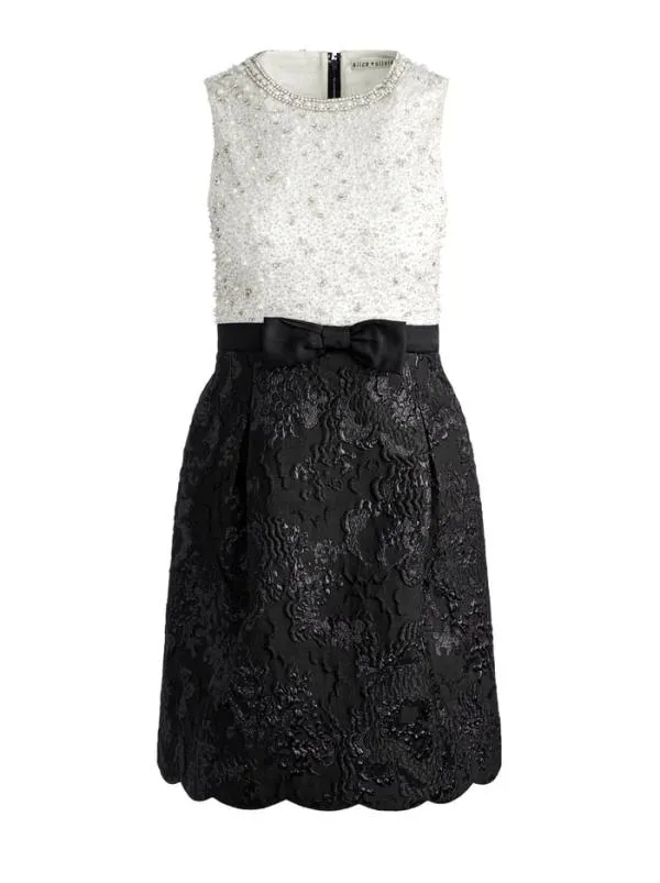 Dresses Women Alice Olivia TRUE EMBELLISHED BODICE MINI DRESS Off Whiteblack
