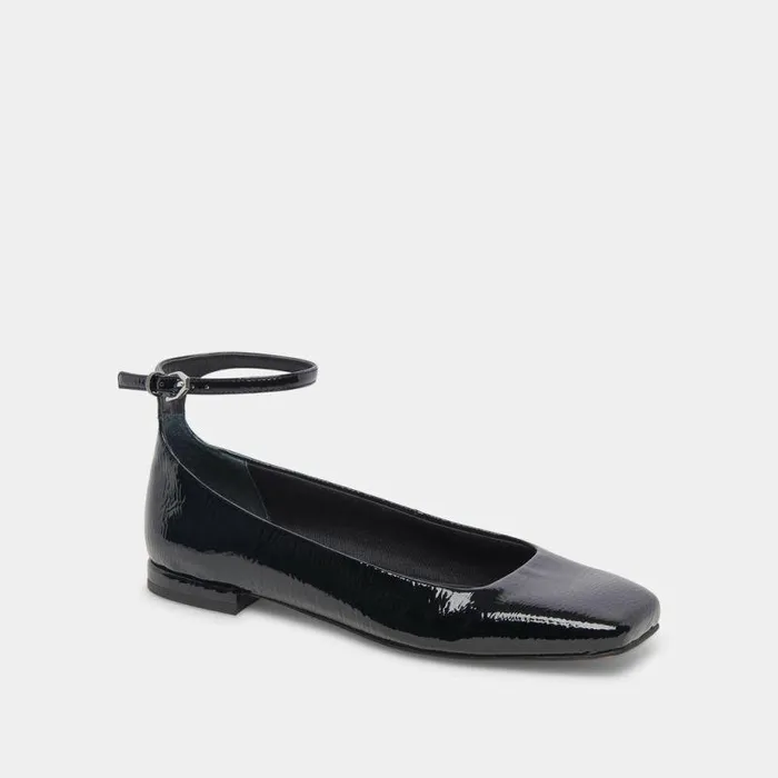 Flats and Loafers Shop Dolce Vita Ashya Ballet Flats Midnight Crinkle Patent Designer Ballet Flats Midnight Crinkle Patent