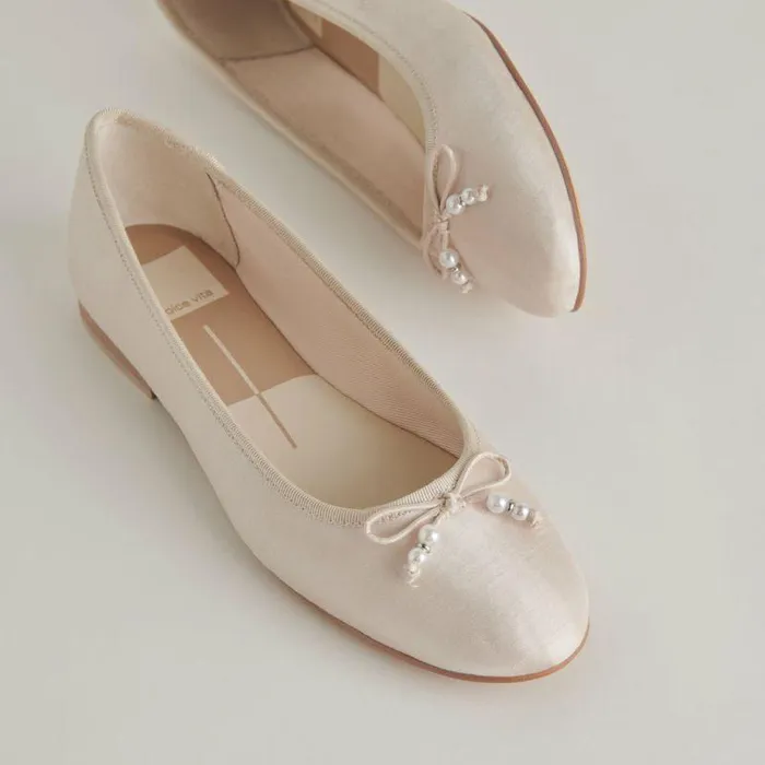 Flats and Loafers Shop Dolce Vita Cacy Pearl Ballet Flats Vanilla Pearls Vanilla Pearls