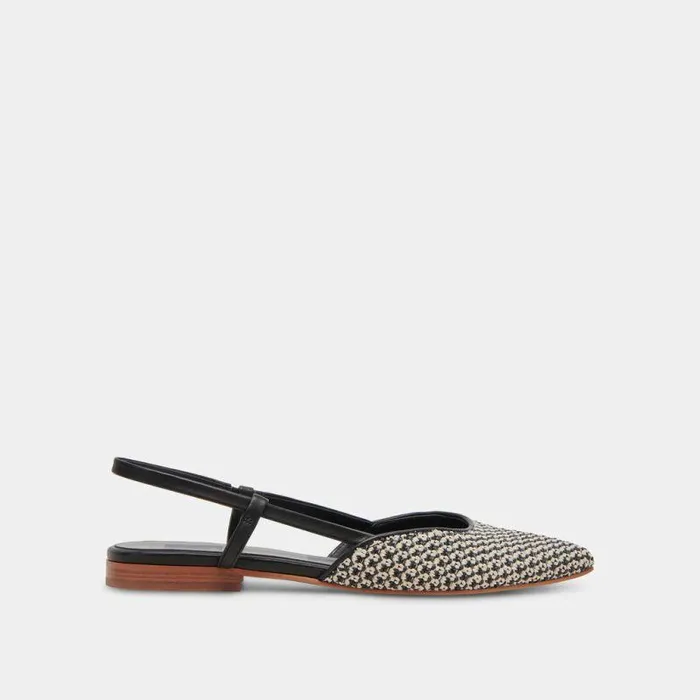Flats and Loafers Shop Dolce Vita Narah Flats Black Natural Raffia Black Natural Raffia